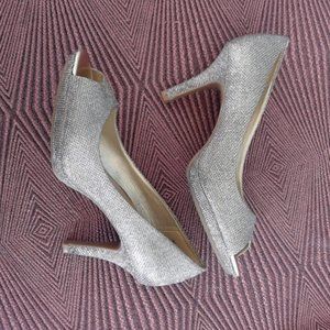 Gold Open-Toe Heels - Subtle Sparkle - LIKE NEW